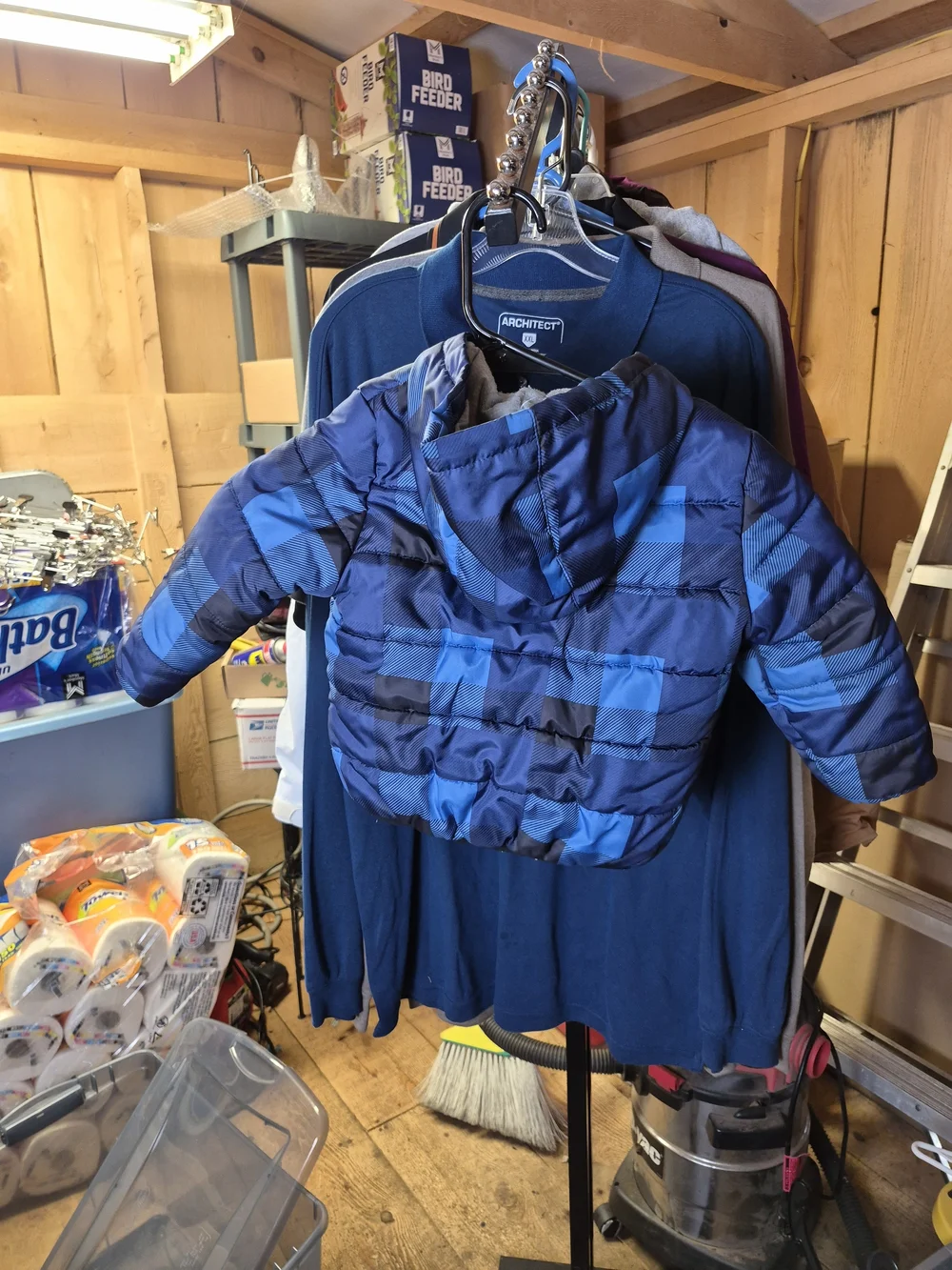 Carter's Blue Plaid Hooded Puffer Coat Bin 40